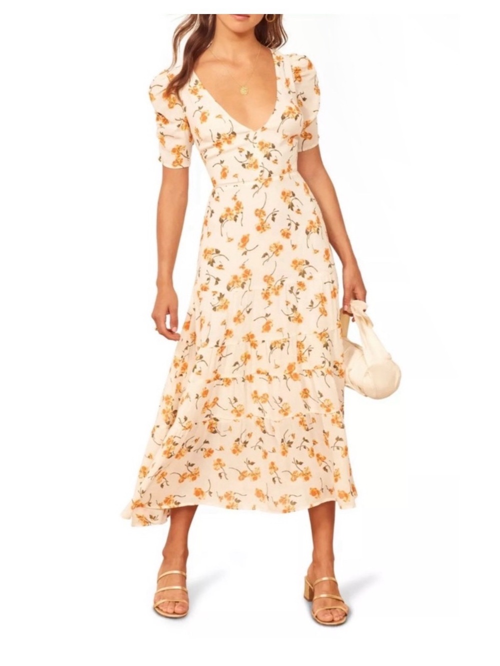 Reformation Cosa Floral Tiered Midi Dress